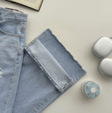 Light Blue Loose Hip Fit Wide Denim Pants