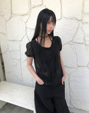 Heres Back Ribbon Puff Blouse