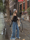 slit straight denim pants