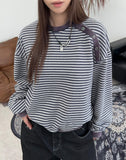 Cardil Button Stripe Sweatshirt