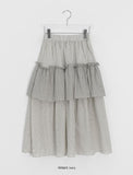 Handad Frill Check Banding Long Skirt