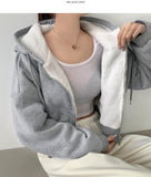 High Quality Full Mink Boa Fur Lining Thick Two-Way Crop Hood Zip-Up