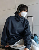 Brushed Snap-Neck Button Hoodie