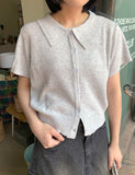 Litai Collar Crop Short Sleeve Cardigan