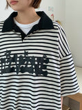 [Unisex] Hion Stripe Collar Over Short Sleeve Tee