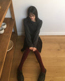 Inz diagonal button turtleneck collar cardigan