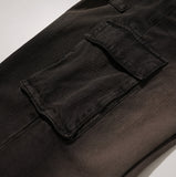 Brushed Washing Cargo Denim Pants