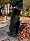Green Teen Washed Wide Denim Pants
