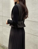 Jewel Vest Combi Pleated One Piece Set (Belt Set)
