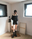 Potic Rivet Pocket Pile Off Shoulder Zip-up