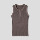 Keene Pigment Henley Neck Ribbed Sleeveless