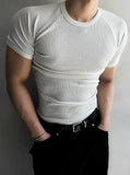 Muscle Fit Round Short Sleeve Knit