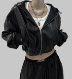 Leaguer Hooded Leather Jumper