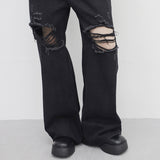 Robe wide damaged denim pants