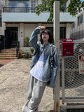 Wings Track Gradient Pinch Denim Jacket