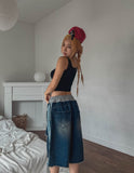 Banding Track Damage Bermuda Denim Pants