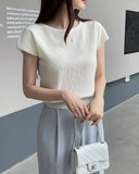 Niel Round Neck Cap Sleeve Short Sleeve Knit