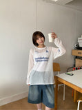 Dipeun Summer Printing Punching Long Sleeve Knit