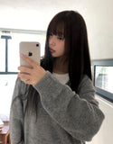 Mishu Color Matching Layered Loose Fit Long Sleeve Knit