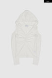Teen open shoulder shirring hood top