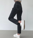 Raw banding brushed span no dyeing straight denim pants