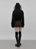 Multi-Fur Crop Hooded Zip-Up