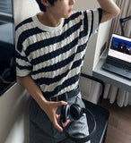 Baron cable stripe short sleeve knit