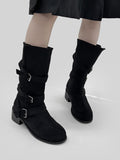 1143 Fold Suede Mid Boots (5cm)