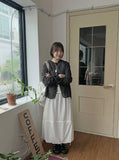 Mopen Nylon Banding Balloon Long Skirt