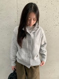 Mihro High Neck Hood Wool Knit Cardigan