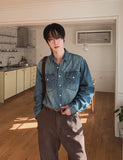 Mute Double Pocket Washed Denim Shirt