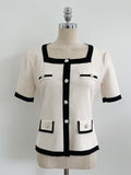 Eloa Square Color Matching Button Cardigan