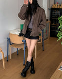 Dirt incision dyeing semi crop jacket