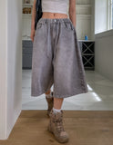 Dyeing Washed Banding Bermuda Denim Pants