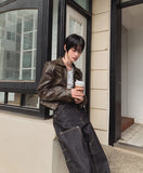 Snug Vintage Cropped Leather Jacket