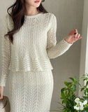 Pline Round Punching Knit Two Piece