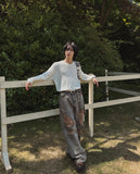 Const Bring Damaged Wide Denim