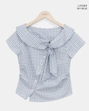 Yonning Check Short Sleeve Blouse