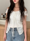 [Fake Layered] Mimi Layered Halter Lace T-shirt