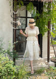 Bwile Crochet Embroidery Knit Wrinkle Sleeveless One Piece Two Piece (Strap Set)