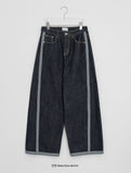 Muki Line Cut Raw Denim Wide Pants