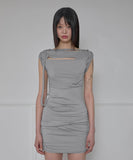 Asymmetrical Draped Strap Roll-Up Dress