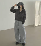 Winter Folding Pintuck Two-Way Wide Jogger Banding Brushed Pants