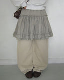 Bran Double Frill Check Midi Skirt