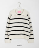 Holby V-neck Stripe Collar Knit