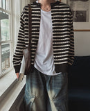 Moment Punching Stripe Knit Cardigan
