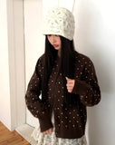Le Sue Flower Pattern Knit Beanie