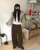 [Brushed] Edie Lace Banding Strap Training Wide Long Pants