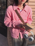 Molded Cable Collar Cardigan