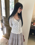 Nichu Flower Pattern Cardigan